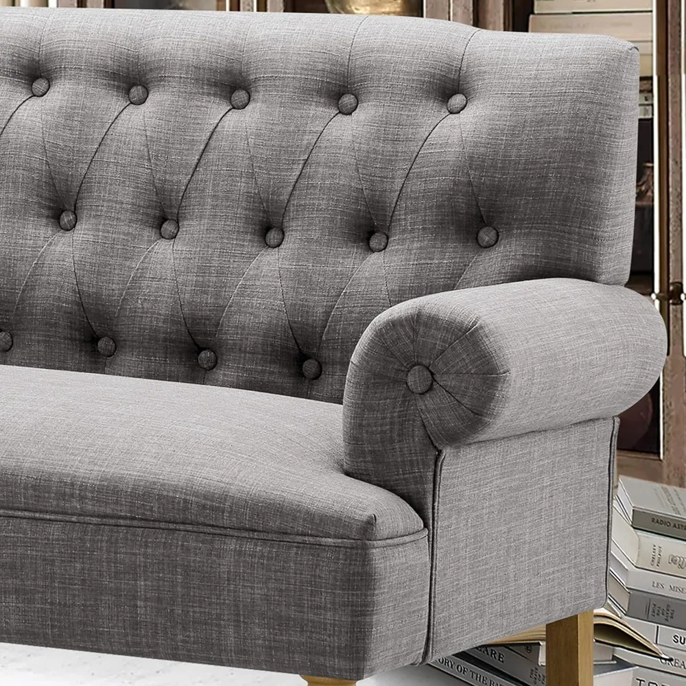 أريكة Drennan Loveseat لغرفة المعيشة، أريكة في صندوق، أريكة بارا سالا، أثاث مقاعد الحب، أرائك طويلة، أريكة، رمادي نسيجي