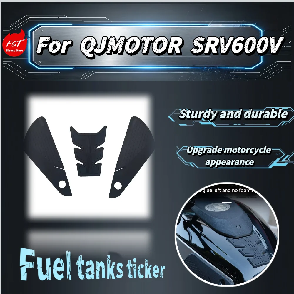 For QJMOTOR SRV600 Anti-slip Tank Pad Retro Fuel Tank Sticker Side Decal Motorcycle Modified Accessories