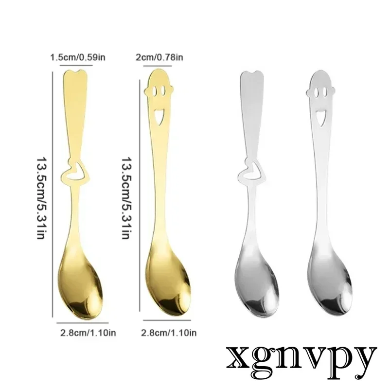 xgnvpy Stainless Steel Coffee Scoop Hollow Heart Smile Face Design Ice Cream Spoon  Utensil for Home Kitchen