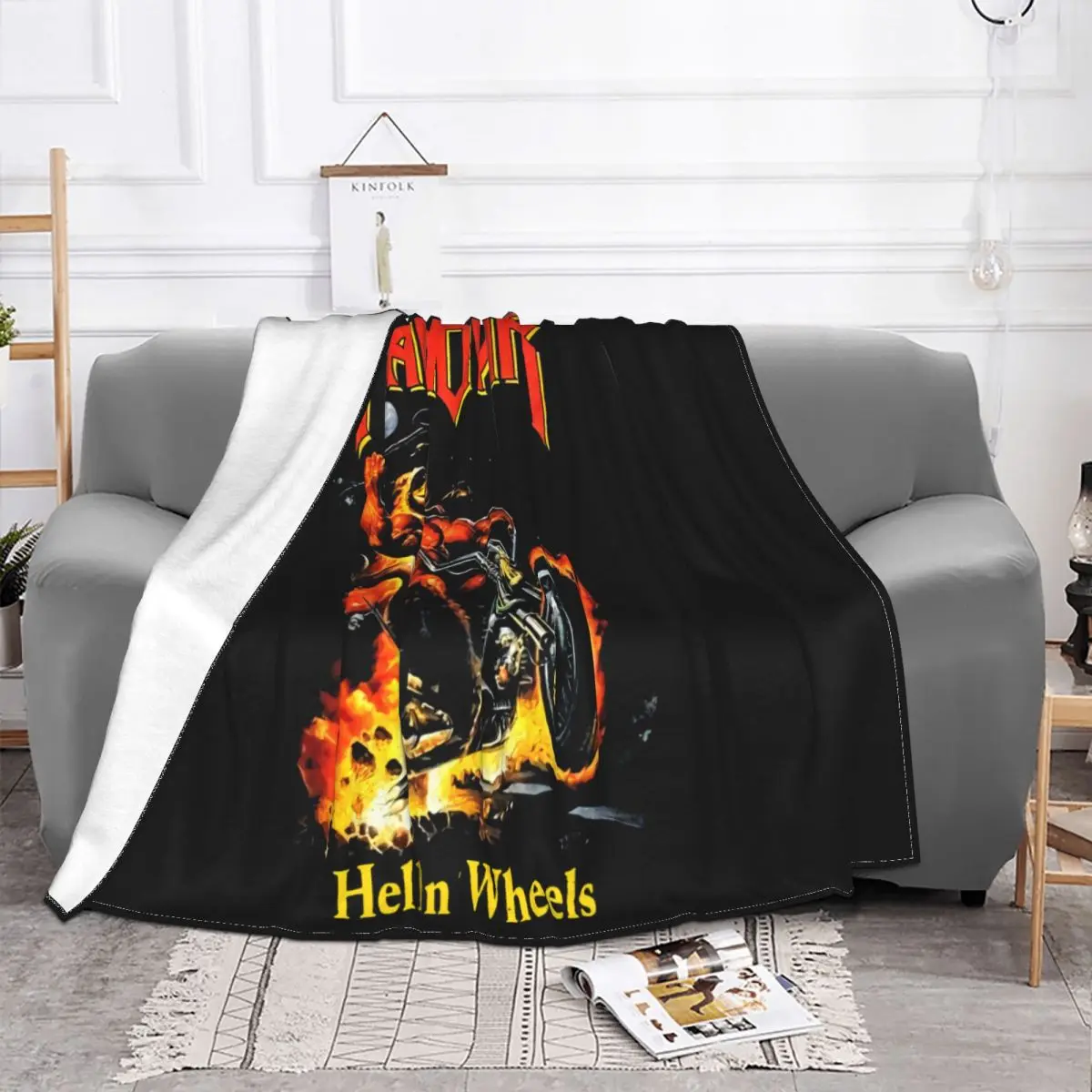 Vintage Manowar Hell On Wheels 1997 Tour Mens Screen Stars Black M Women Men Throw Blanket