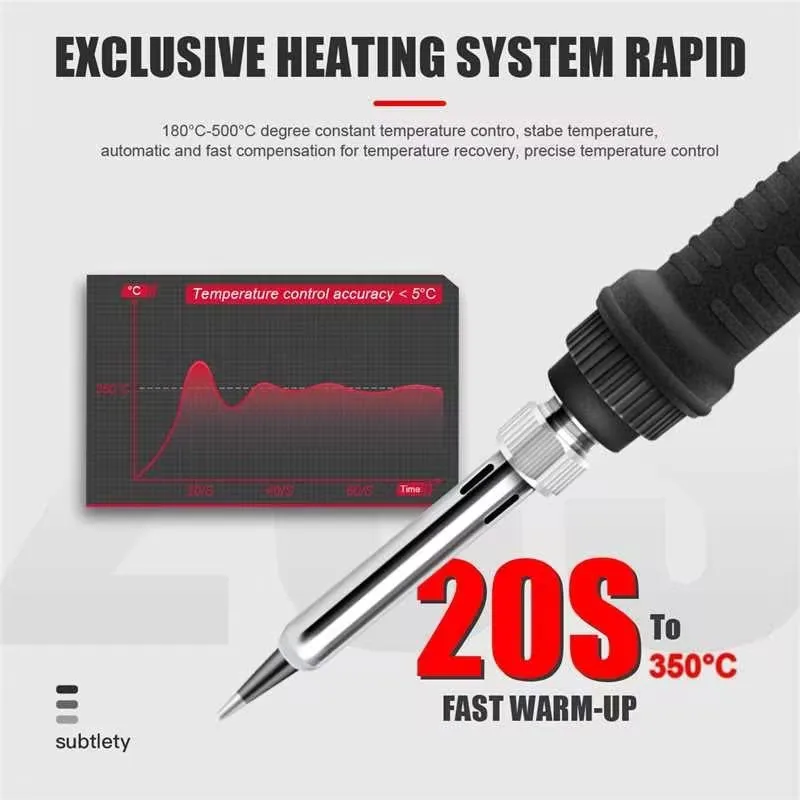 JCD 908S Digital Electric Soldering Iron Temperature Adjustable 220V/10V 80W LCD Display Ceramic Heater Welding Repair Tool Kit image 5