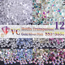 VC Super Glitter Crystal AB Rhinestones SS3-SS50 Hotfix Transparent FlatBack Strass Ozdoby do zdobienia paznokci