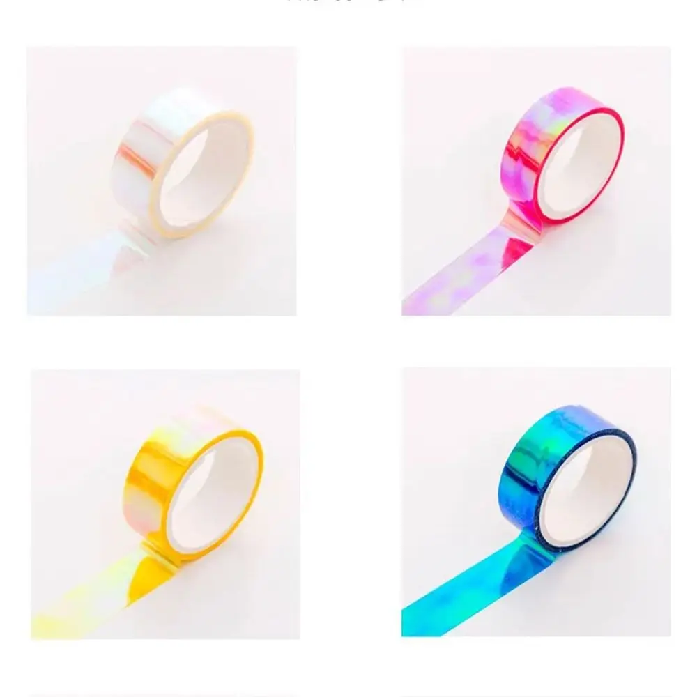 6 Colors/Set Rainbow Laser Washi Tape Glitter Stationery Scrapbooking Decorative Adhesive Tapes DIY Masking Tape School Supplies