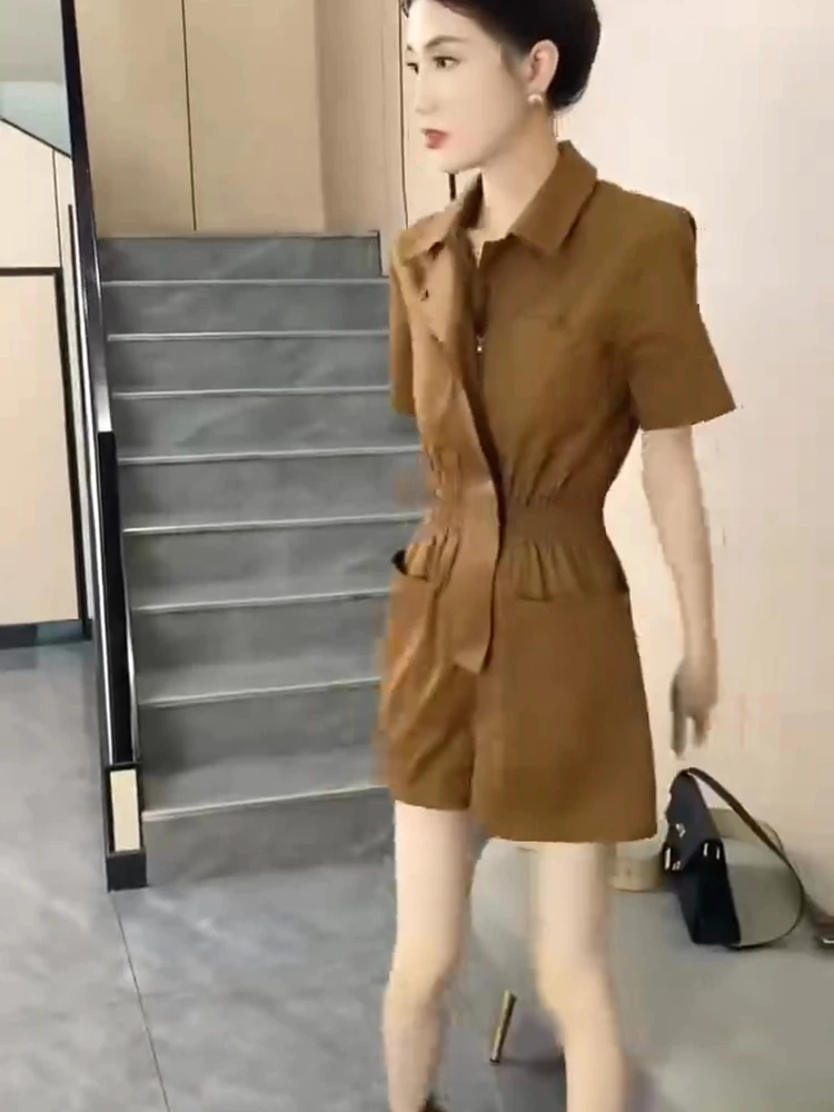 Casual Faionable 2025 verão novas calças femininas de uma peça cintura alta emagrecimento workwear orts corte reto cintura média ort p...