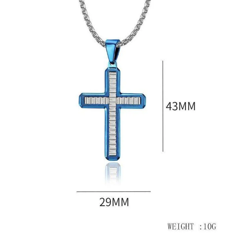 Designer Luxury Wave Hand Cross Pendant Necklace Men Christian Religious Stainless Steel 18K Gold Plated Fashion Anniversary