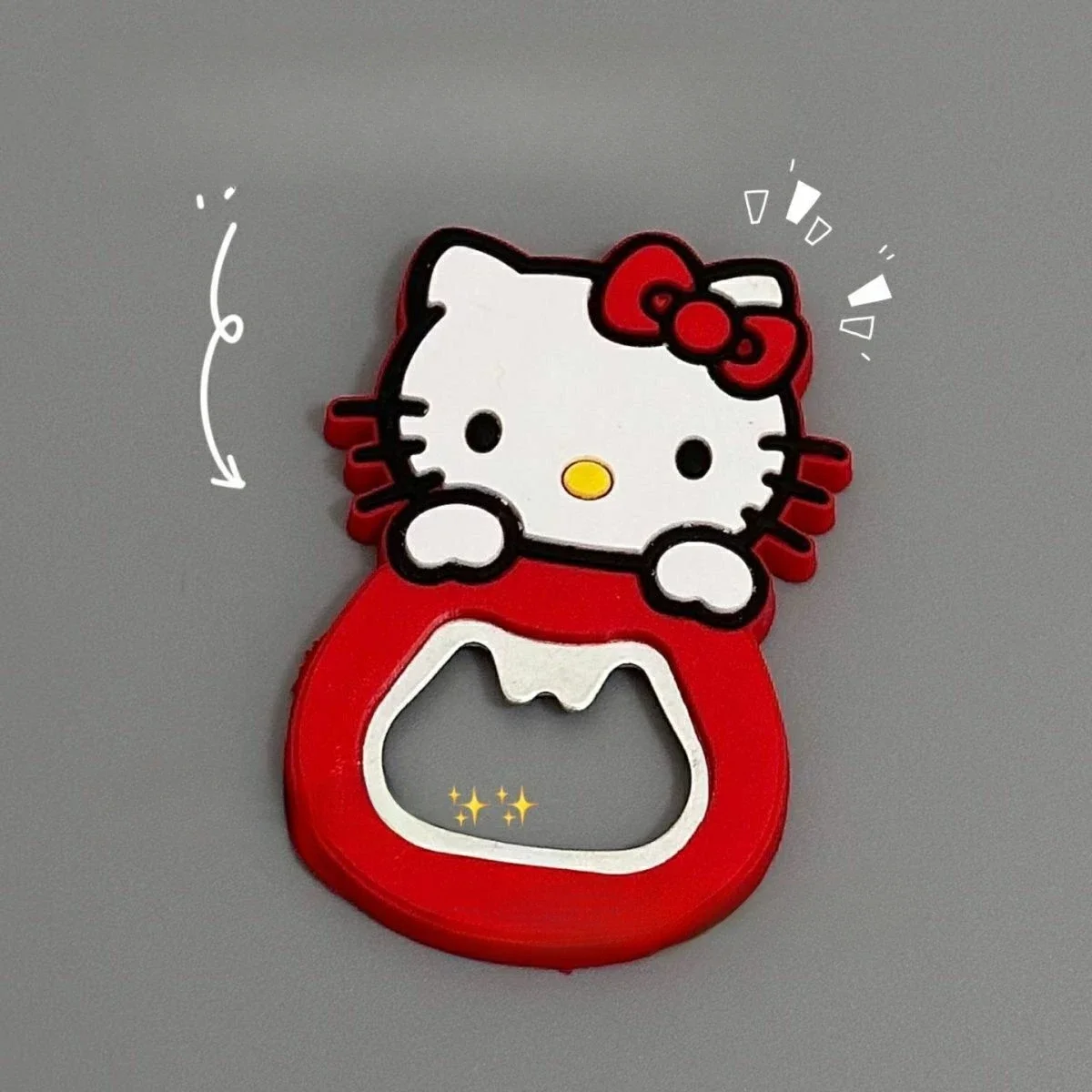 Miniso Hello Kitty Bottle Opener Originality Silica Gel Magnetic Suction Bottle Opener Delicate Personality Refrigerator Magnet