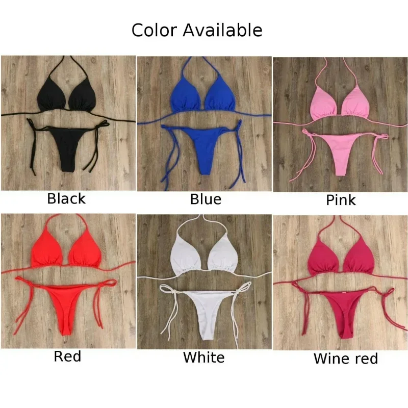 Beach Style Swimsuit For Women Sexy Halter Swimwear Solid Thong Female Bikini Set bathing suit bikini bikini 2022 mujer lingerie