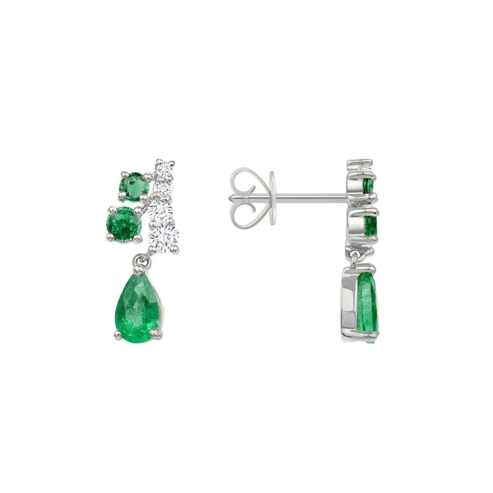 Luxury 925 Sterling Silver Stud Earring Fashion Simple INS Green Waterdrop Cubic Zirconia Pendant Earrings Female Jewelry
