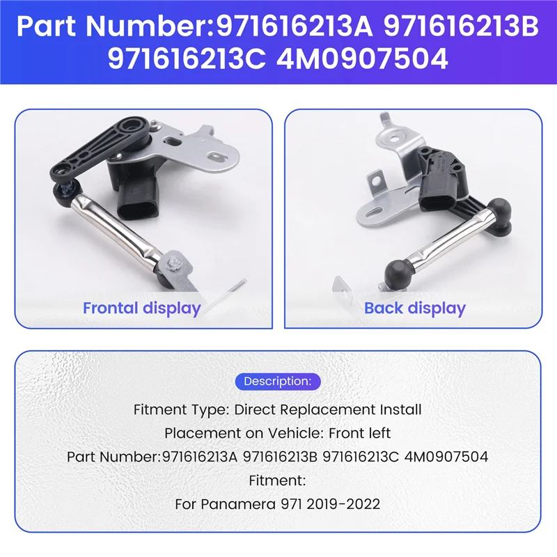 A02Q-971616213A 971616213B Sensor de nivel de altura delantero izquierdo para Porsche Panamera 971 Sensor de nivel de suspensión neumática 971616213C
