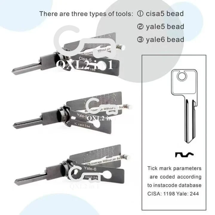 

1PCS LISHI 2in1 For yale5 yale5b yale6 yale6b Cisa Lishi pick Tool Of Locks Home Door Civil and Key Reader Professiona ganzua