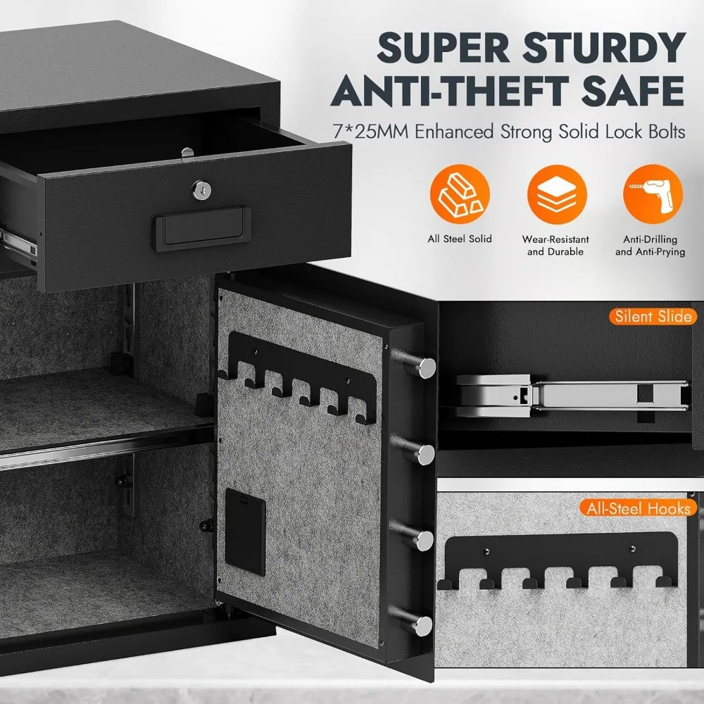 Grote huisbeveiligingskluis met capaciteit van 5,1 Cu Ft, brandwerend en waterdicht, digitaal slot, verwijderbare plank, ideaal voor waardevolle spullen S