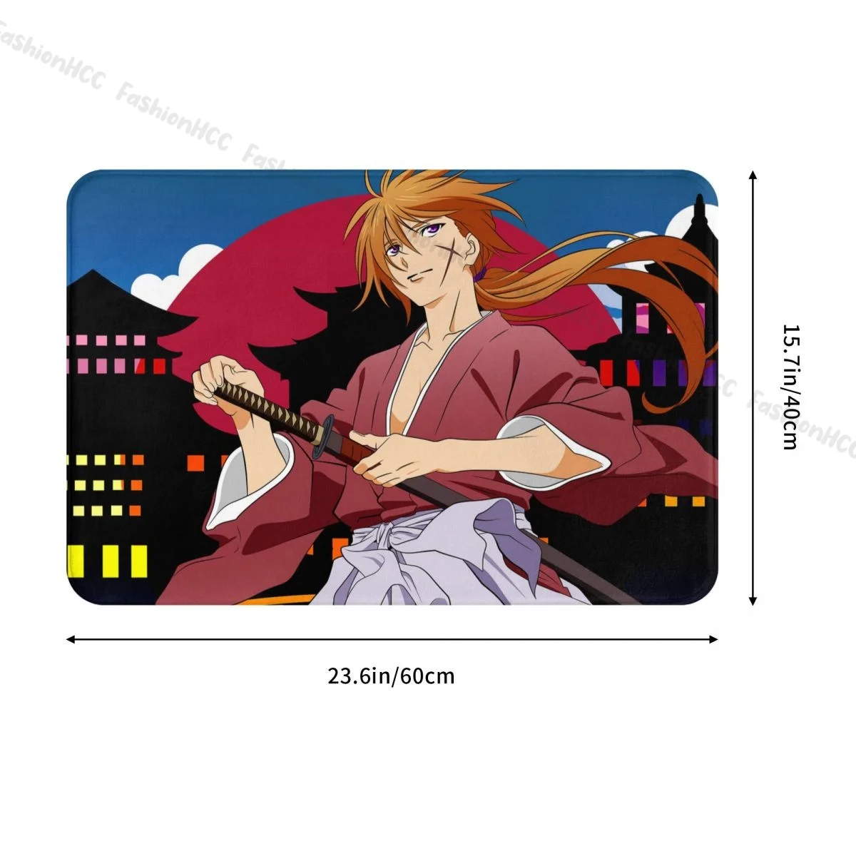 Rurouni Kenshin Manga Bathroom Non-Slip Carpet Retro Kenshin Himura Bedroom Mat Welcome Doormat Home Decor Rug