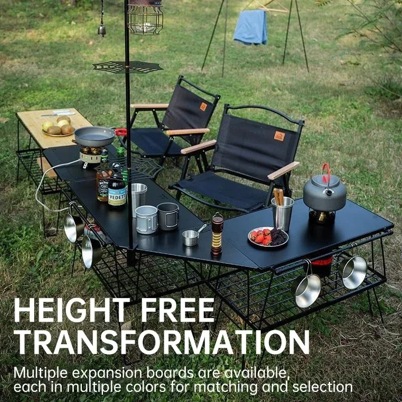 Camping Foldable Barbecue Table, Barbecue Grid Iron IGT Table, Lightweight Portable Outdoor Multi-functional Picnic Table