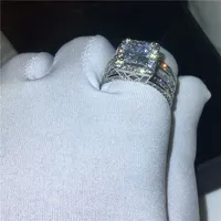 Shiny Halo Ring Inlaid Square Cut Shiny Zircon Elegant Wedding Engagement Promise Ring For Women & Girls Valentine's Day Jewelry - Image 4