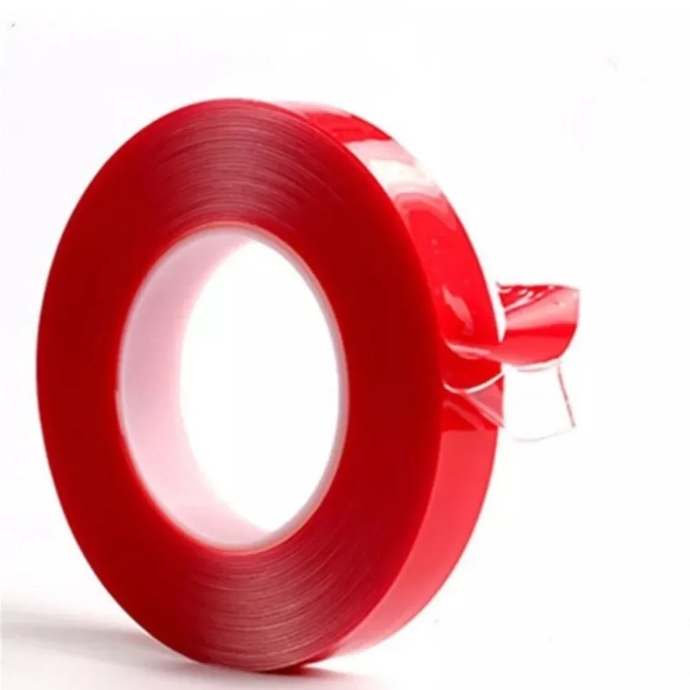 Double Sided Tape Strong Fixation 3Meter 5/10/20/25/30mm Width Transparent Tape Adhesive Waterproof Traceless Sticker Glue Red