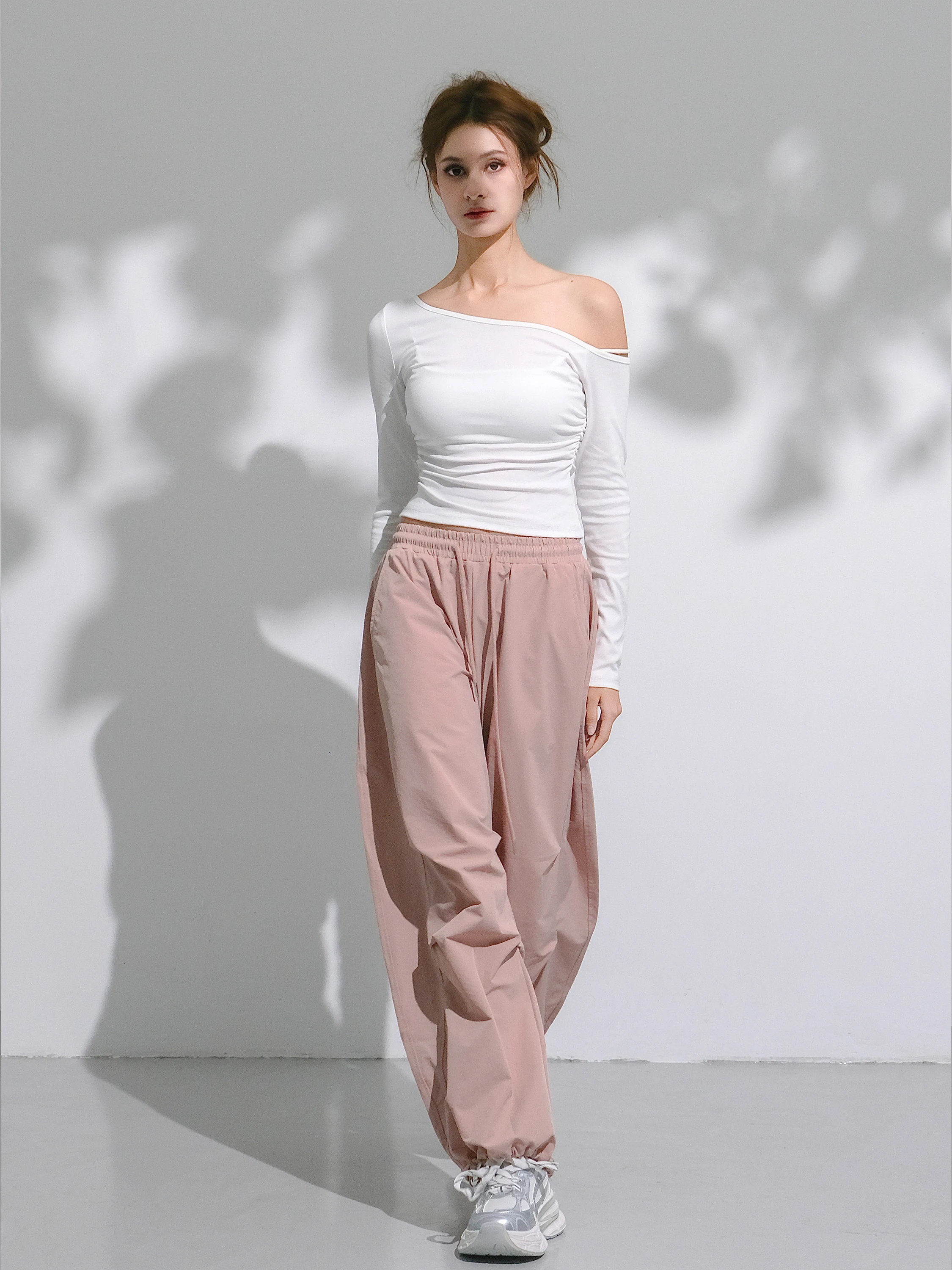 

Street Sle Casual Pants Women's Slimming Long Trousers Loose Fit Dance Spor Dstring Waist Cotton Blend Workwear