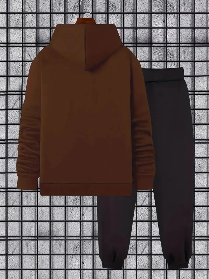 Conjunto de sudadera y pantalones de chándal para hombre, cómodos e informales, con estampado 3D, otoño 2025, nuevo