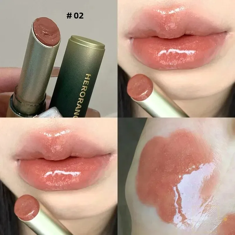 HERORANGE Rossetto idratante a specchio liscio con cuore di pesca - Lucidalabbra solido sbiancante per il trucco delle feste degli studenti COLORE:06