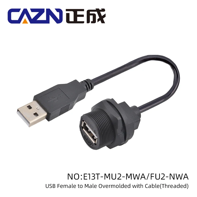 USB 2.0 Straight Female To Male Back Mounted Socket With cable 0.3M 0.5M 1M 2M 3M