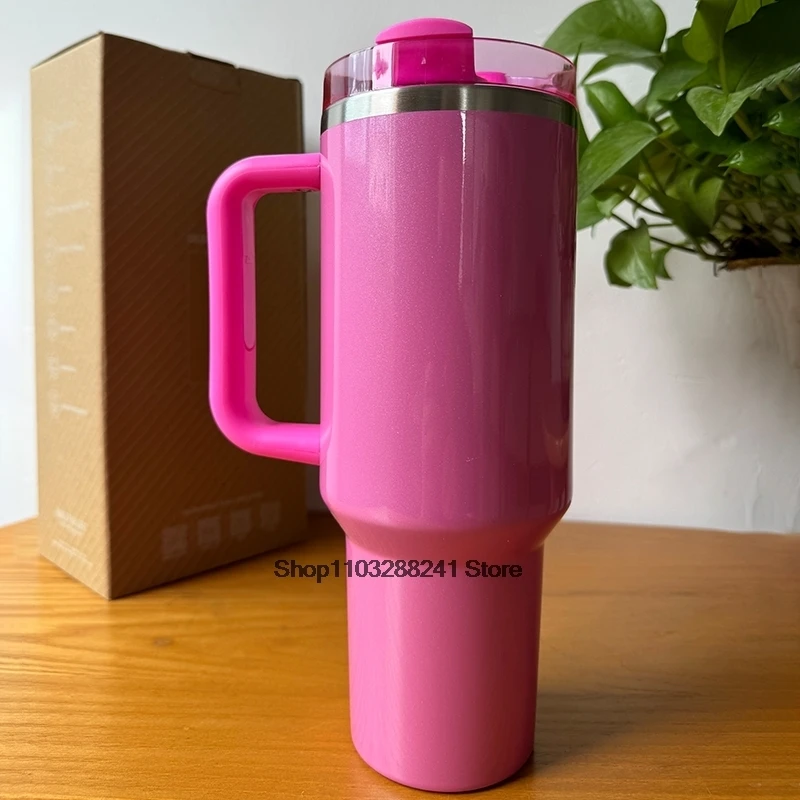 Handle Straw 40oz Vacuum Insulated Car Mug Star Red Lid Stainless Steel Double Wall Thermal Iced Travel Cup for  s