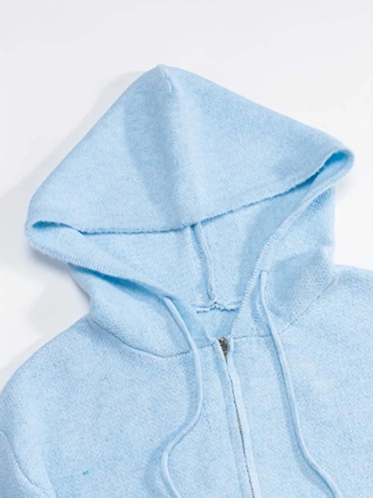 Top da donna in lana con cappuccio e coulisse in stile pigro, elegante e versatile, casual e alla moda per ridurre l'età