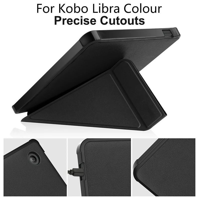 Foldable E-Book Reader Protective Case For Kobo Libra Colour Soft E-Reader Protector With Stand Bracket Desktop Support