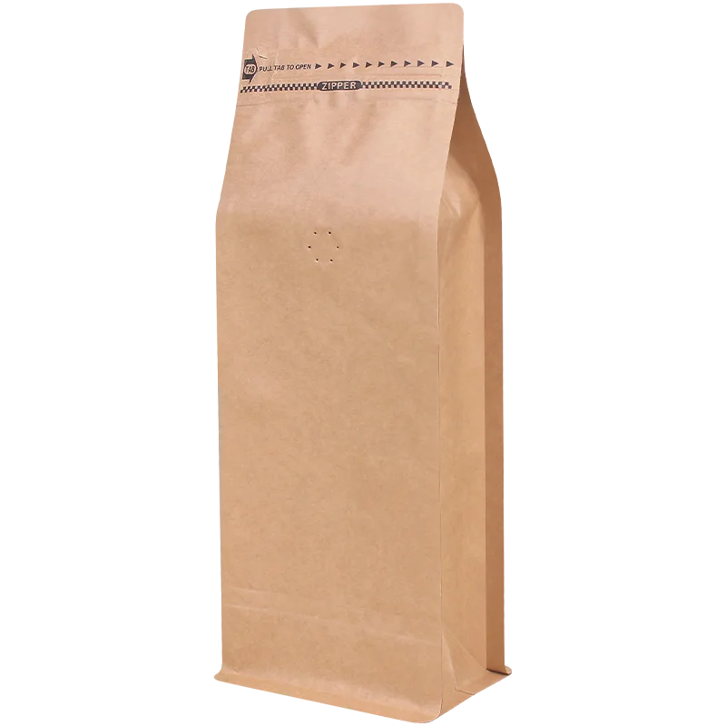 10pcs wholesale 1 pound volume kraft paper ziplock bag straight shape coffee beans packaging bag eight side seal with valve