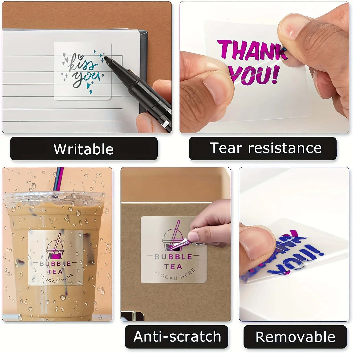 Clear Self-Adhesive Sticker Paper (Cyan/Blue/Pink/Black) for Mini Printers Photo/Checklist/Image Labels HD Transparency for Note