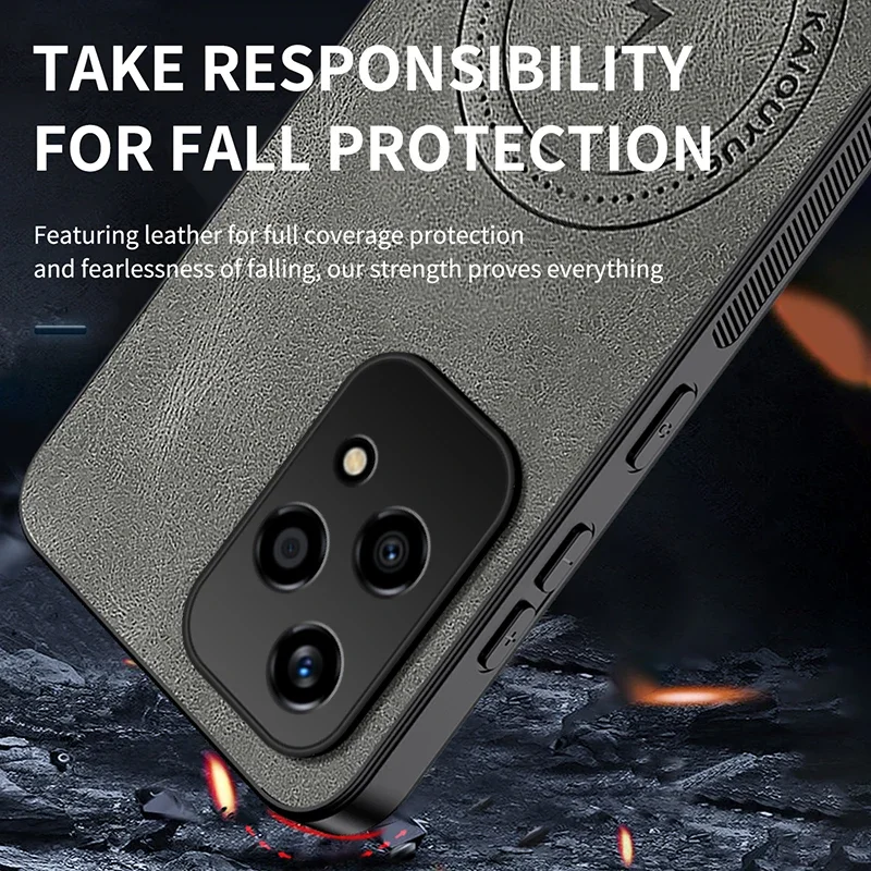 حافظة لهاتف Honor 200 Lite غطاء خلفي مغناطيسي صديق للبشرة من الجلد الفاخر لهاتف Honor 200 Lite ممتص للصدمات مقاوم للسقوط Fudna #6