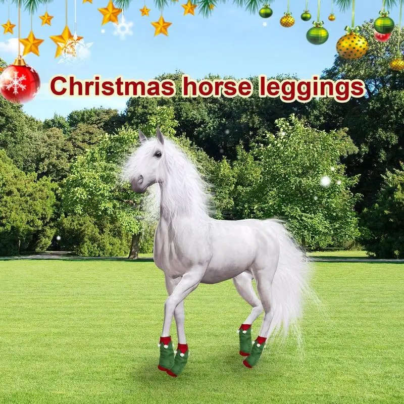 Horse Standing Leg Wraps 4X Winter Festival Horse Leg Wraps Plush Cold Weather Horse Christmas New Year Horse Leg Brace