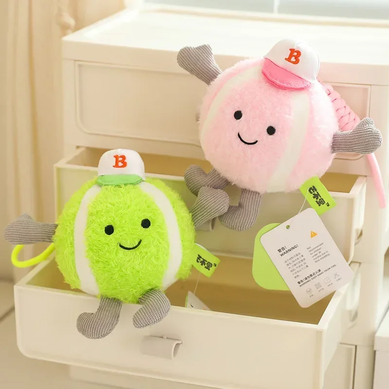 New unzip rebound tennis pendant plush doll doll keychain plush stuffed toy children's fun gift family ornament