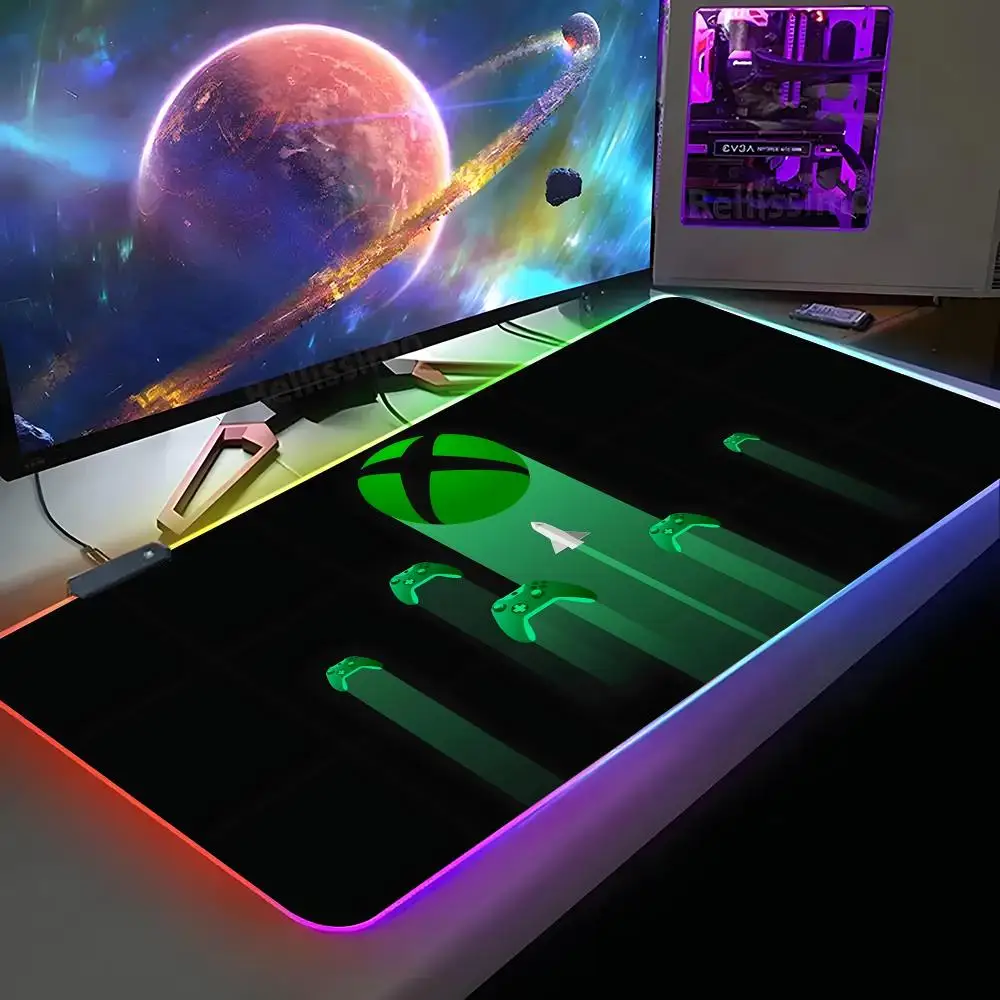 

Коврик для мыши с логотипом Xbox XXL RGB, игровой коврик для мыши HD Gamer, большие коврики для мыши со светодиодной подсветкой, ковер для ПК с подсветкой