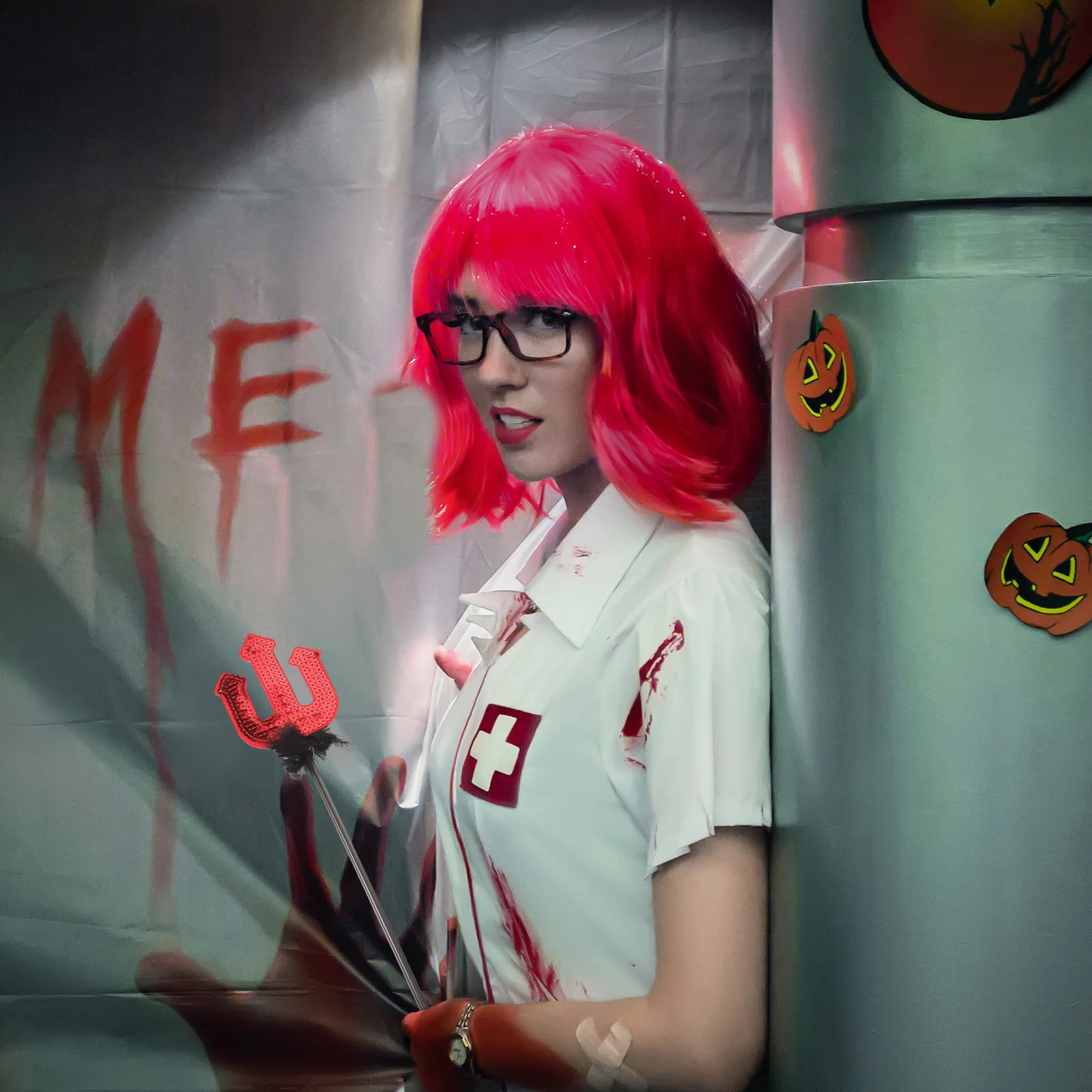 Accesorio de horquilla del diablo, 3 piezas, decoración fuerte de demonio de Halloween para fiesta de disfraces, Cosplay, puesta en escena de columpio