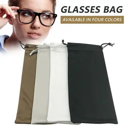 Microfiber Glasses Organizer Drawstring Closure Soft Eyeglass Pouch Solid Color Vertical Glasses Case 9*18cm Elastic Fabric FS99