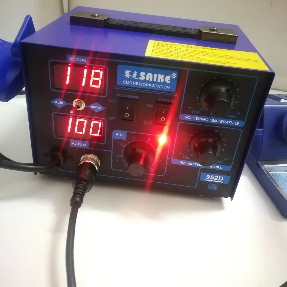 Saike 952D 2 في 1 محطة إعادة العمل لحام 760 وات مسدس هواء ساخن + مكواة لحام 100–480 ° ج 110 فولت/220 فولت #4