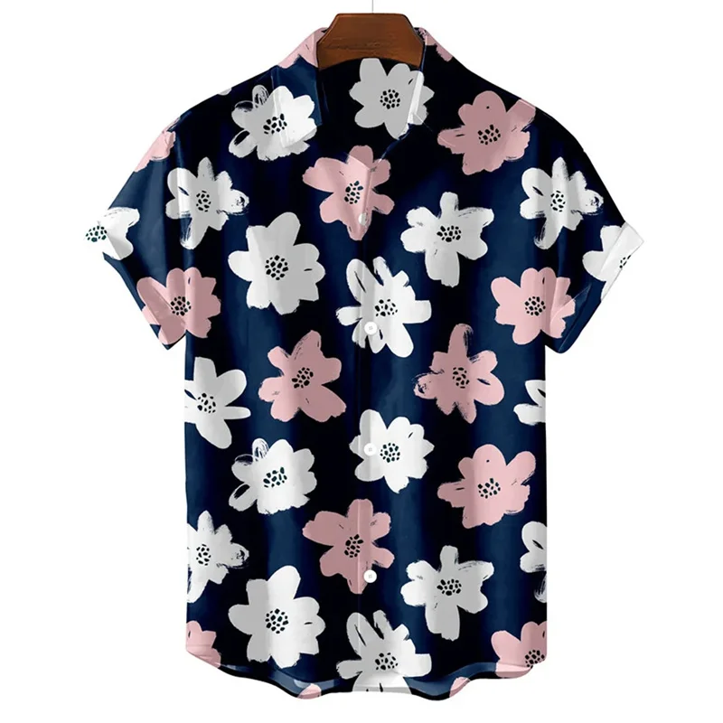 3d Bedrukte Hawaiiaanse Bloemenjurk Blouse Voor Mannen Mode Strandvakantie Street Man Kleding Retro Vintage Harajuku Social Slim Fit