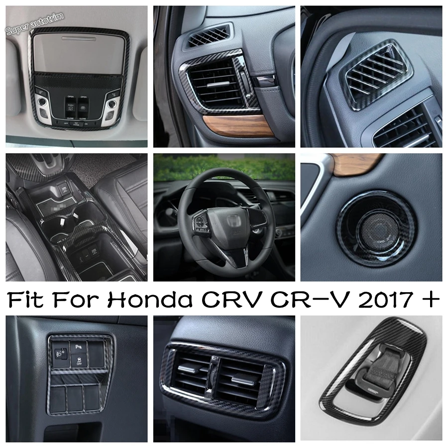 

Carbon Fiber Interior Speaker / AC / Steering Wheel / Central Control Instrument / Cup Cover Trim For Honda CRV CR-V 2017 - 2020