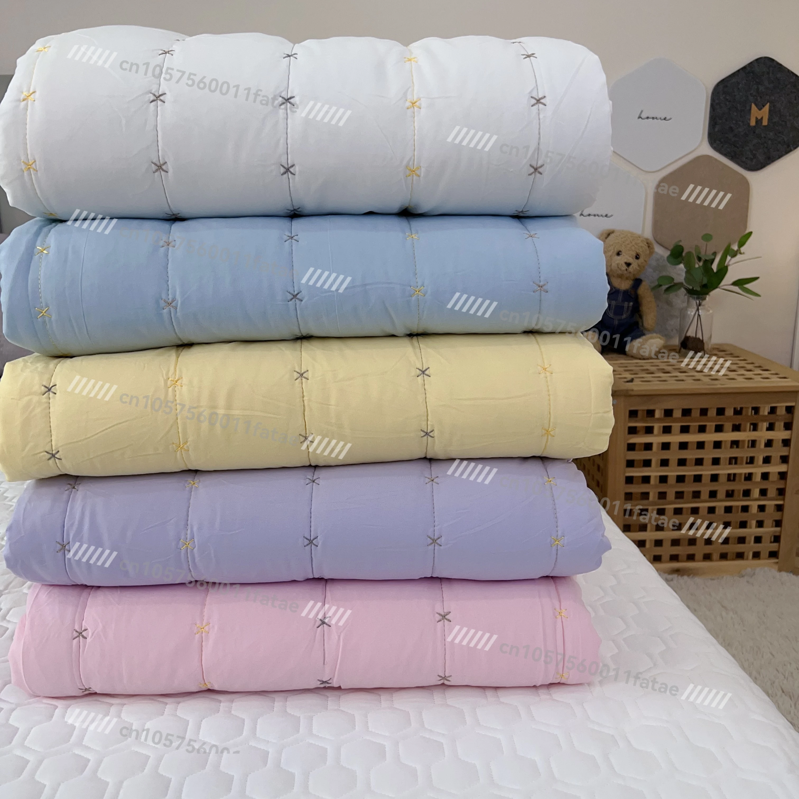 لحاف بسيط بلون سادة للفصول الأربعة، لحاف مريح، ناعم وصديق للبشرة، لحاف منزلي مزدوج #2