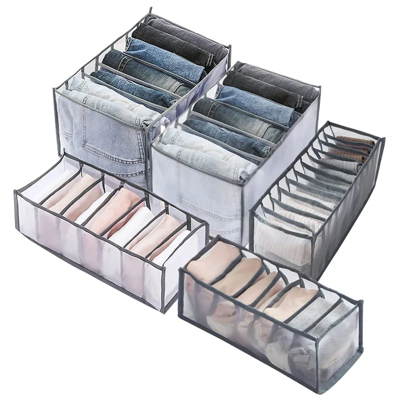 

SEWS-Drawer Organiser Foldable Mesh Storage Box For Scarves Jeans Foldable Underwear Storage Box For Drawers