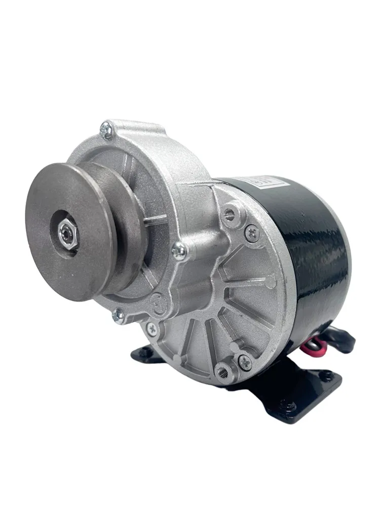Silnik szczotkowy DC z przekładnią, 250W, 12V 24V 36V, z kołem pasowym, sterowanie silnikiem szczotkowym, silnik szczotkowy prądu stałego z magnesami trwałymi. — zdjęcie 2