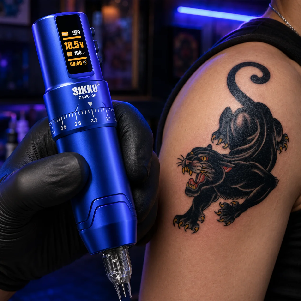 2000mah SIKKU Electric Wireless Tattoo Machine LED Display Coreless Brushless Set High-quality Long-lasting Long Battery Life
