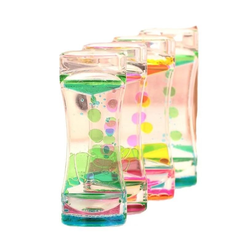 Montessori Sensory Fidget Liquid Motion Bubbler Timer Pack of Colorful Hourglass Calm Relax Anxiety Autism Phy Science Educ Kids