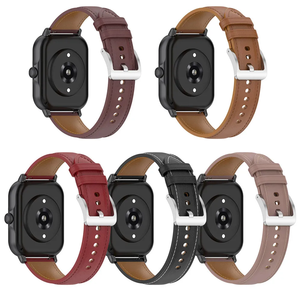 

20mm Leather Smart Watch Straps For Samsung Galaxy Watch 4 40mm/44mm Watchband Bracelet For Garmin forerunner645music Smartwatch