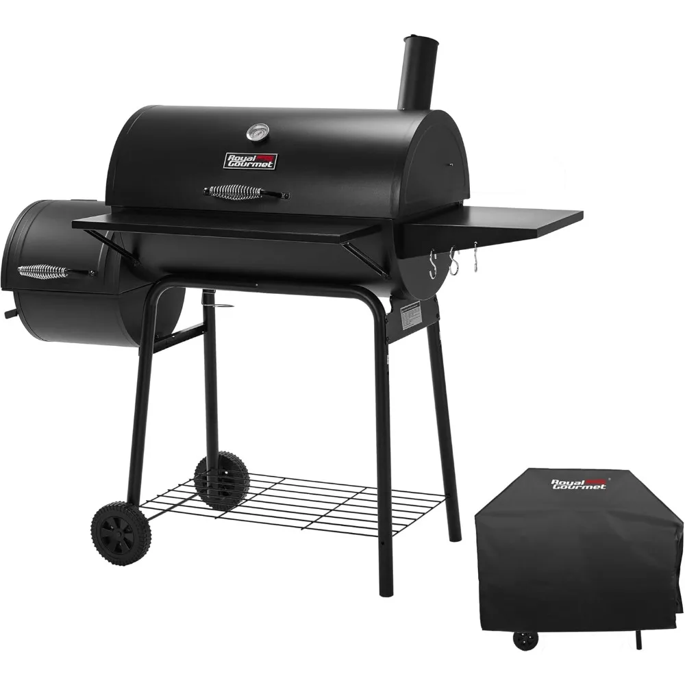 CC1830SC Ahumador compensado con parrilla de carbón con cubierta, 811 pulgadas cuadradas, negro, para acampar al aire libre