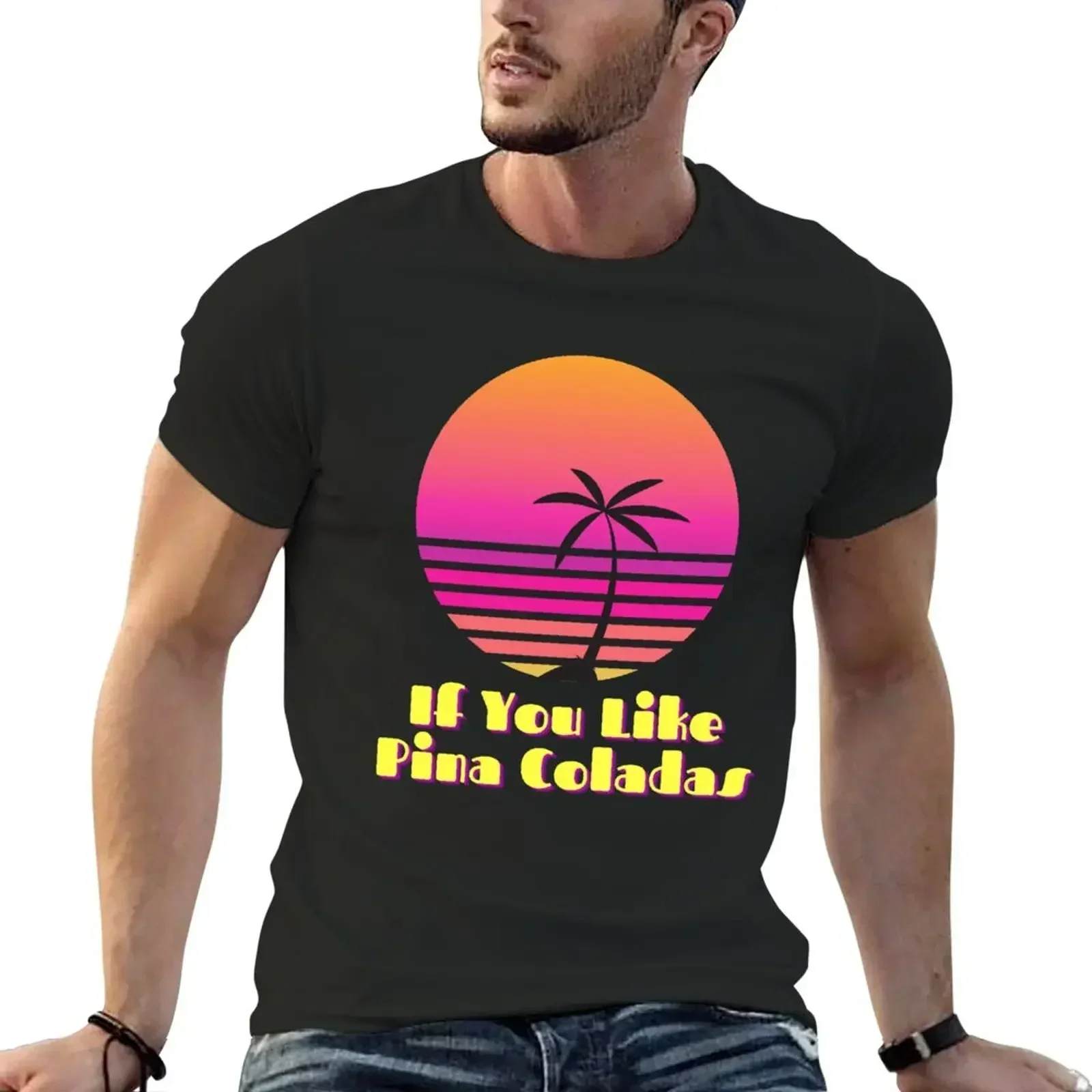 T-Shirt Blouse fruit of the loom mens new in tops & tees mens designer clothes New Arrival Round Neck If you like Pina Coladas