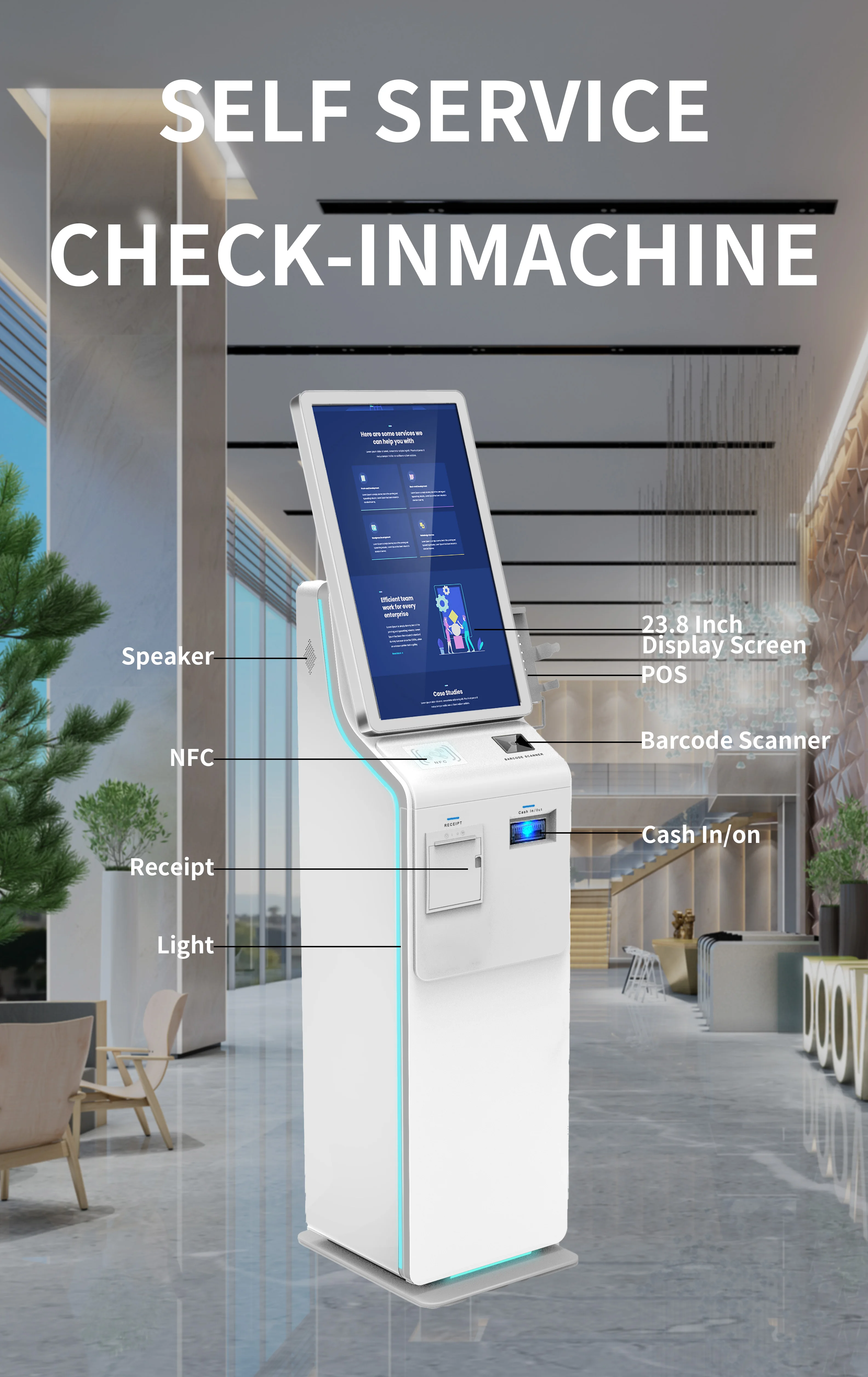Hotel Self Service Kiosk Self Check in Kiosk Payment Cash Hotel Hotel Key Card Dispenser Kiosk