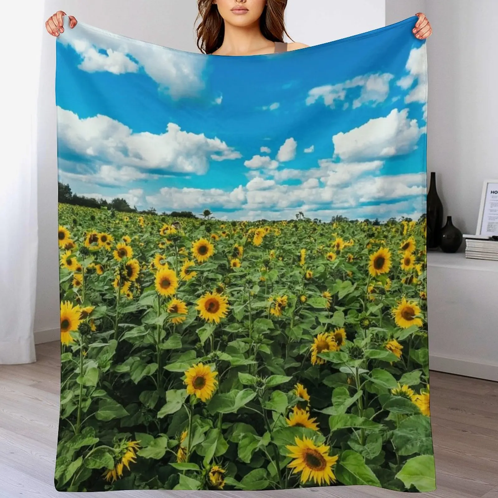 

Sunflower Field Throw Blanket Summer Beddings Extra Large Throw Blankets