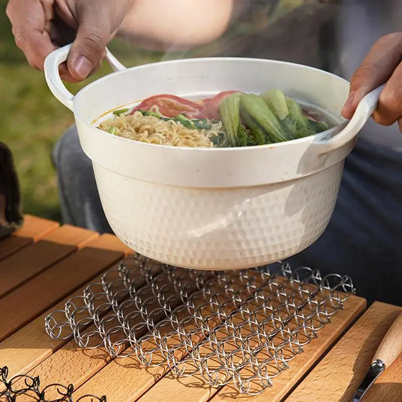 Trivets for Hot Dishes 304 Stainless Steel Hot Pot Holder Outdoor Dish Mat Heat Resistant Bowl Mat Anti-Scalding for Hot Pans