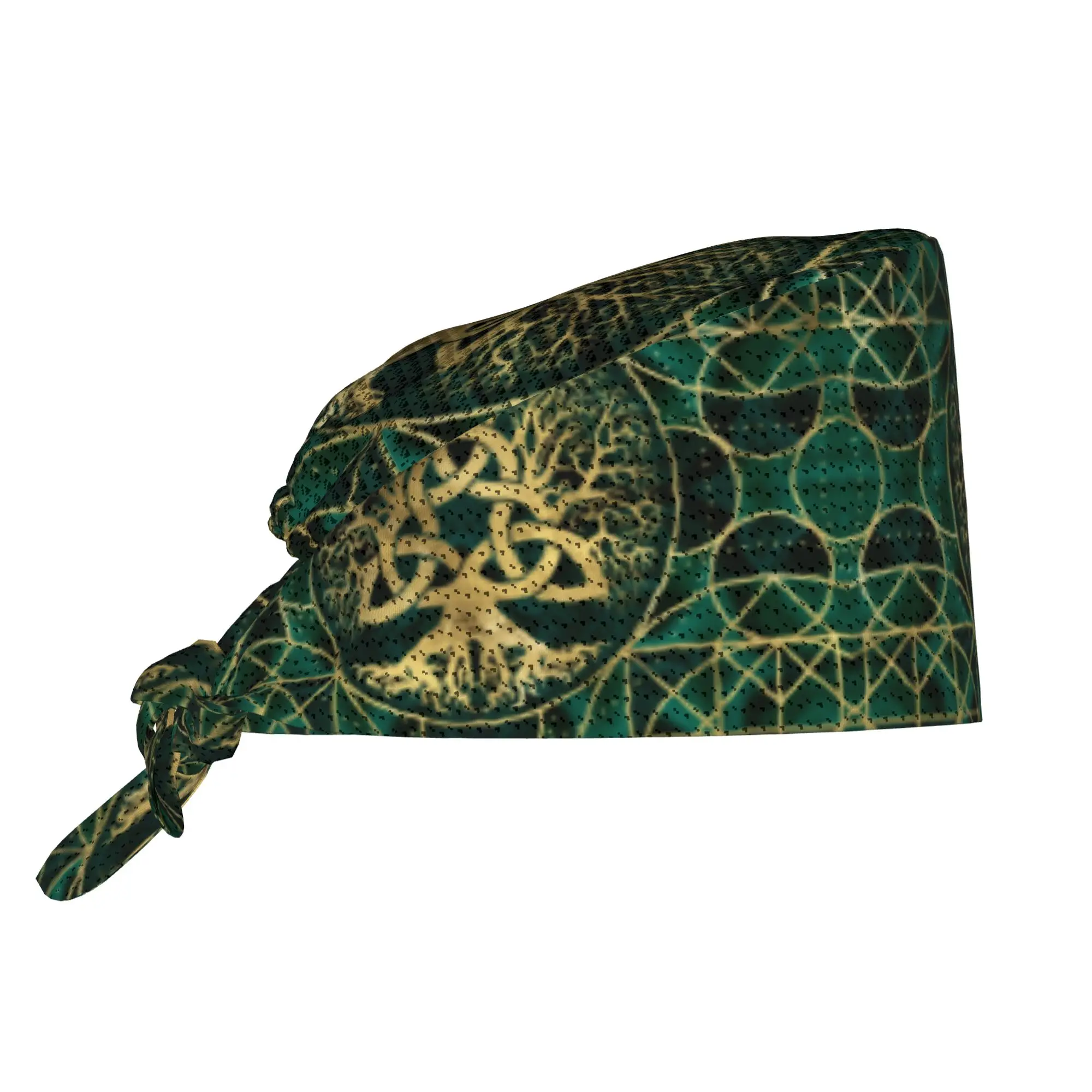 Tree Of Life With Triquetra Breathable Nursing Work Cap Unisex Nurse Medical Cap Vikings Work Scrubs Hat for Hospital Pharmacy