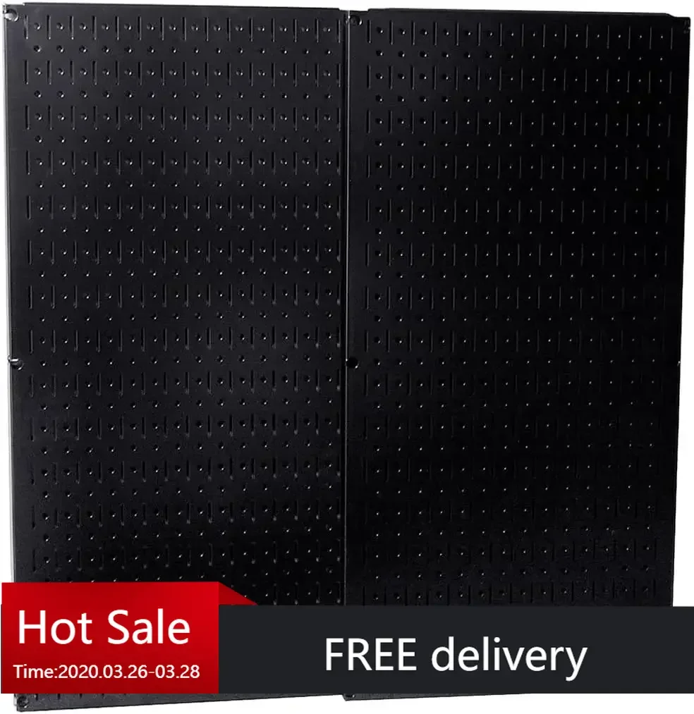 Wall Control 30-P-3232B Black Metal Pegboard Pack - (2) 32